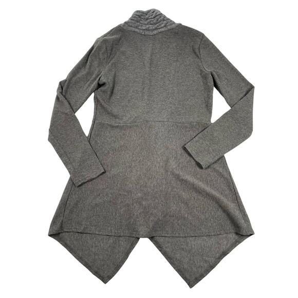 Dressfo Cardigan Womens Medium Gray Ribbed Cableknit Trim Sharkbite Asymmetric - Picture 5 of 7
